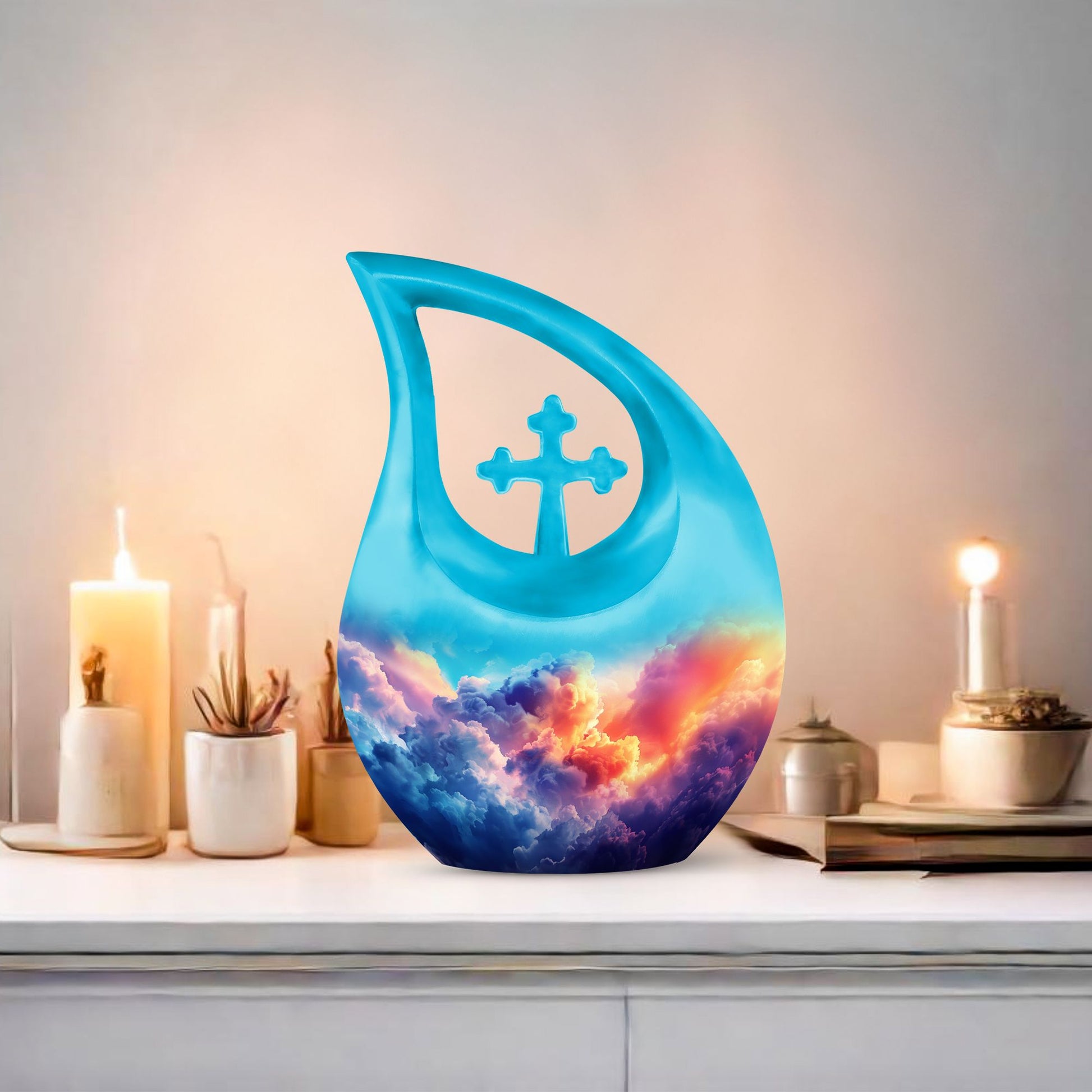 Clouds Urn with Cross Drop design