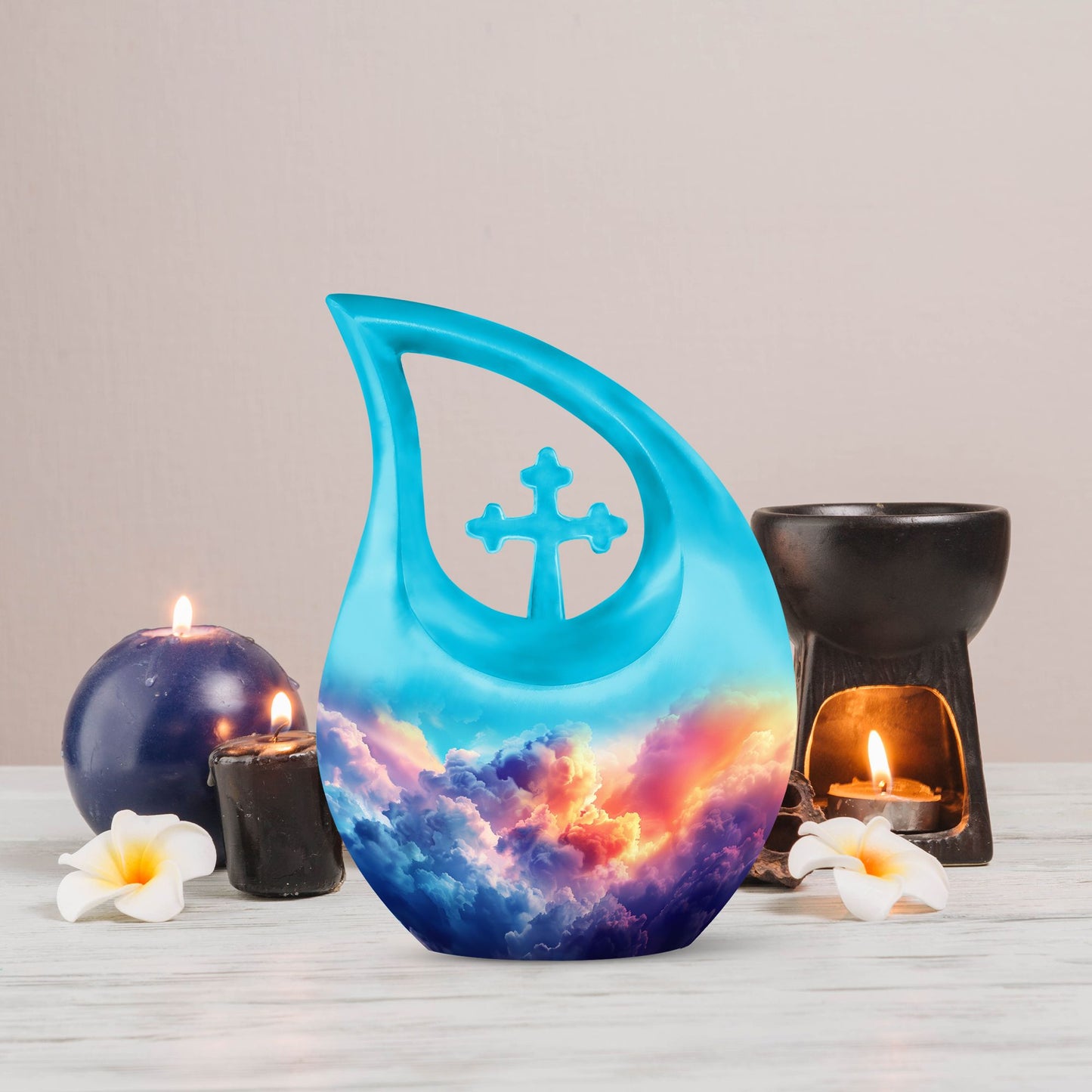 Clouds Urn with Cross Drop design
