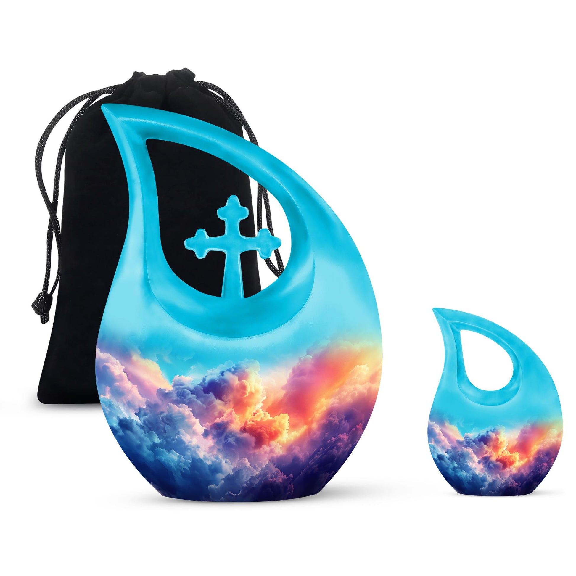 Clouds Theme Large Urn With 1 Keepsake Urn