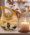 10-inch Cowboy-themed Cross Drop design Urn