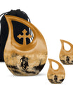 Cowboy Theme Large Urn With 2 Keepsake Urn