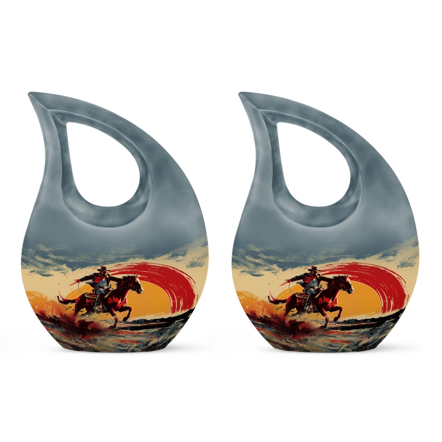 10-inch Cowboy-themed large aluminium cremation urn