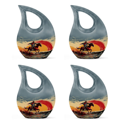 10-inch Cowboy-themed large aluminium cremation urn