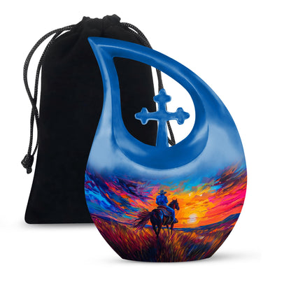 Cowboy Theme Large Urn 10 Inch