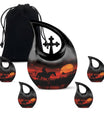 Cowboy Theme Large Urn With 4 Keepsake Urn