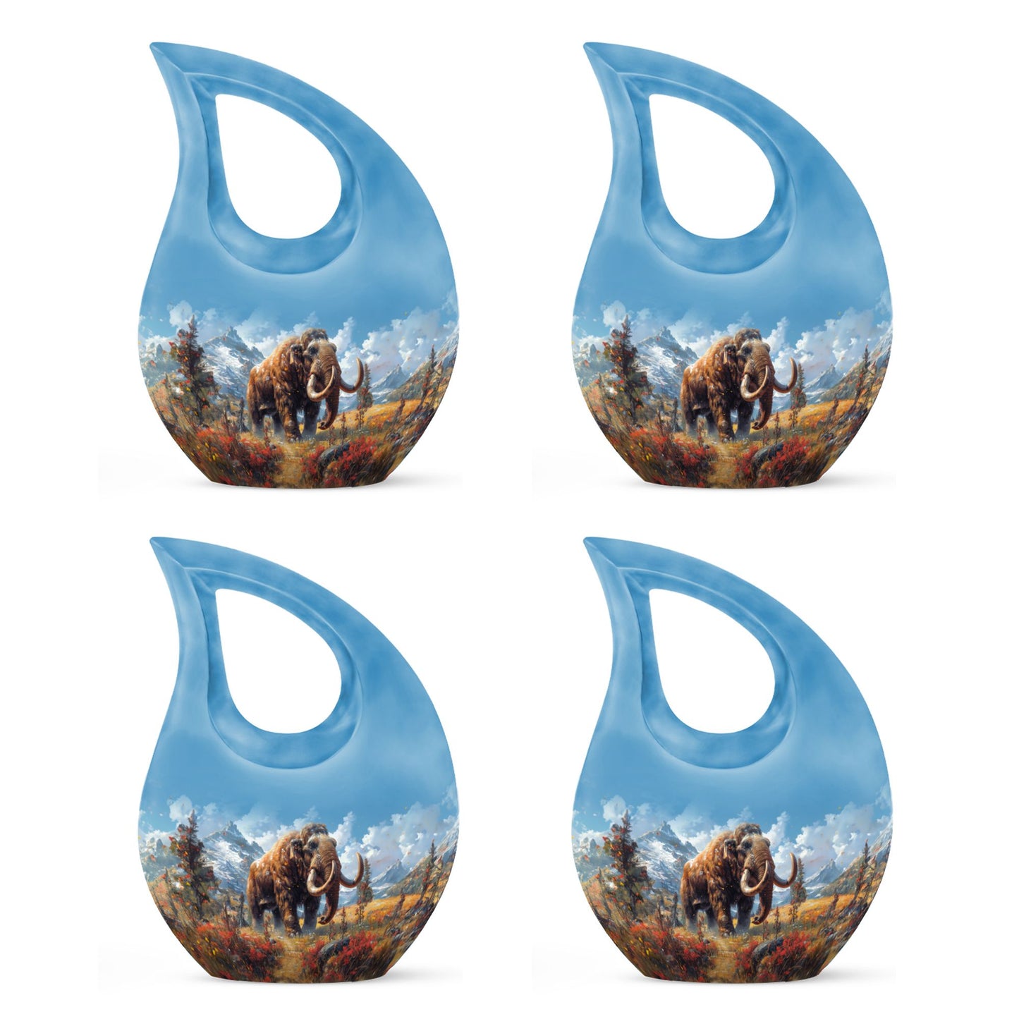 Large 10-inch Mamoth-themed Cross Drop burial urn