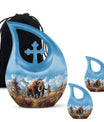 Mamoth Theme Large Urn With 2 Keepsake Urn