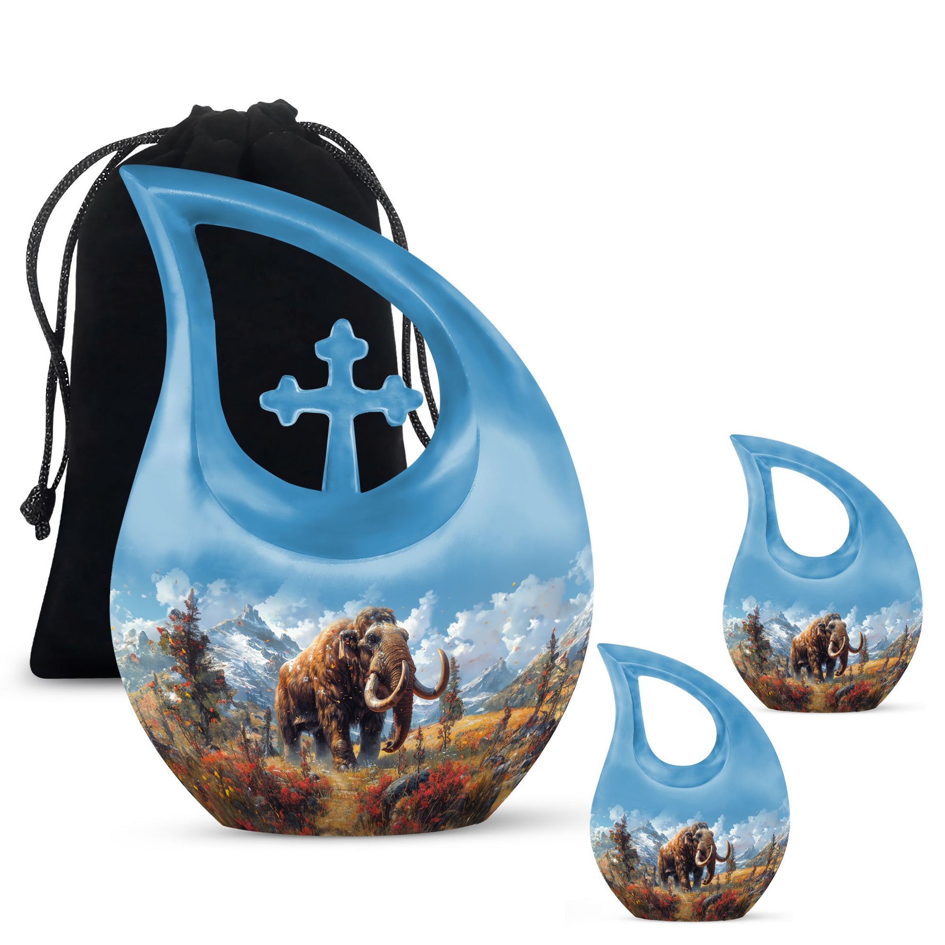 Mamoth Theme Large Urn With 2 Keepsake Urn