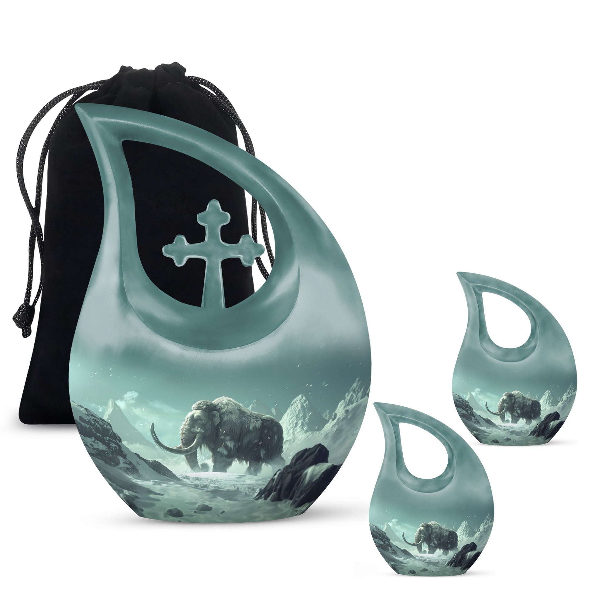 Mamoth Theme Large Urn With 2 Keepsake Urn