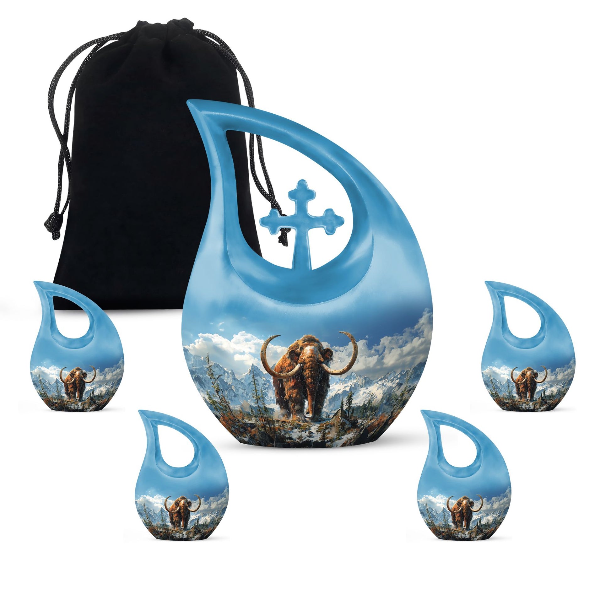 Mamoth Theme Large Urn With 4 Keepsake Urn