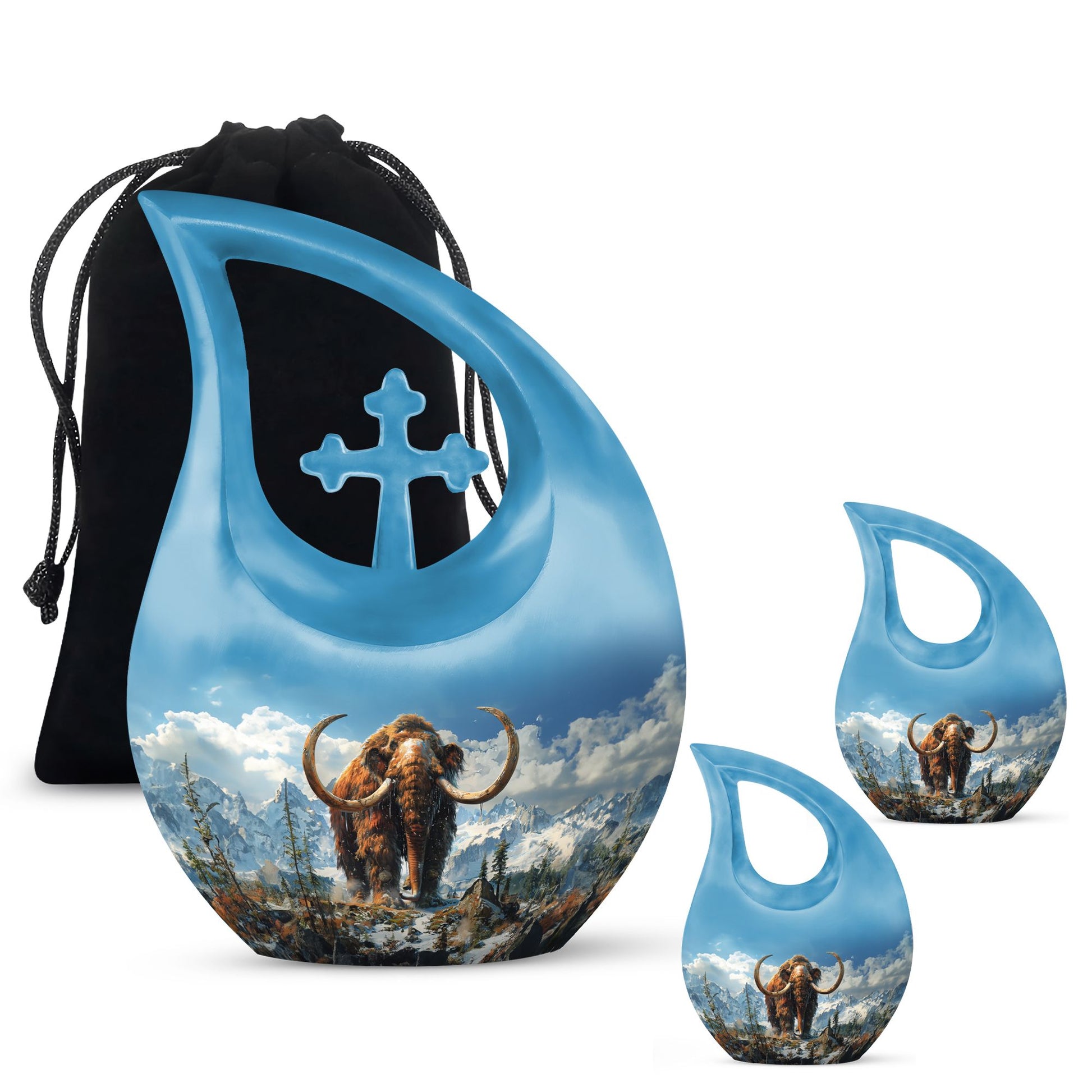 Mamoth Theme Large Urn With 2 Keepsake Urn