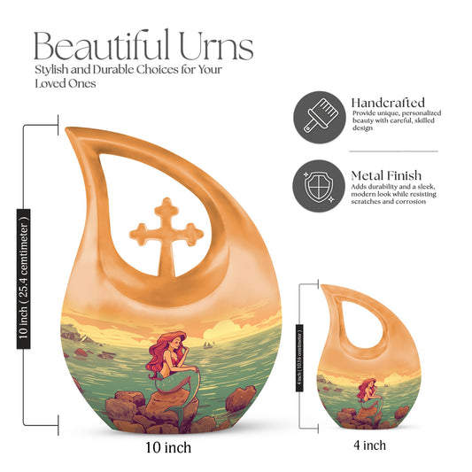 10-inch Mermaid Themed Large Urn
