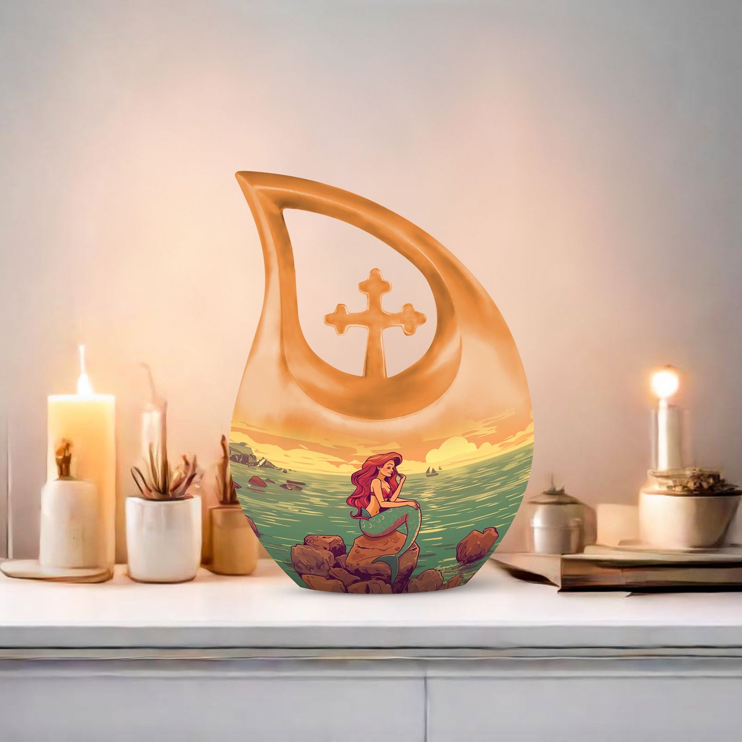10-inch Mermaid Themed Large Urn
