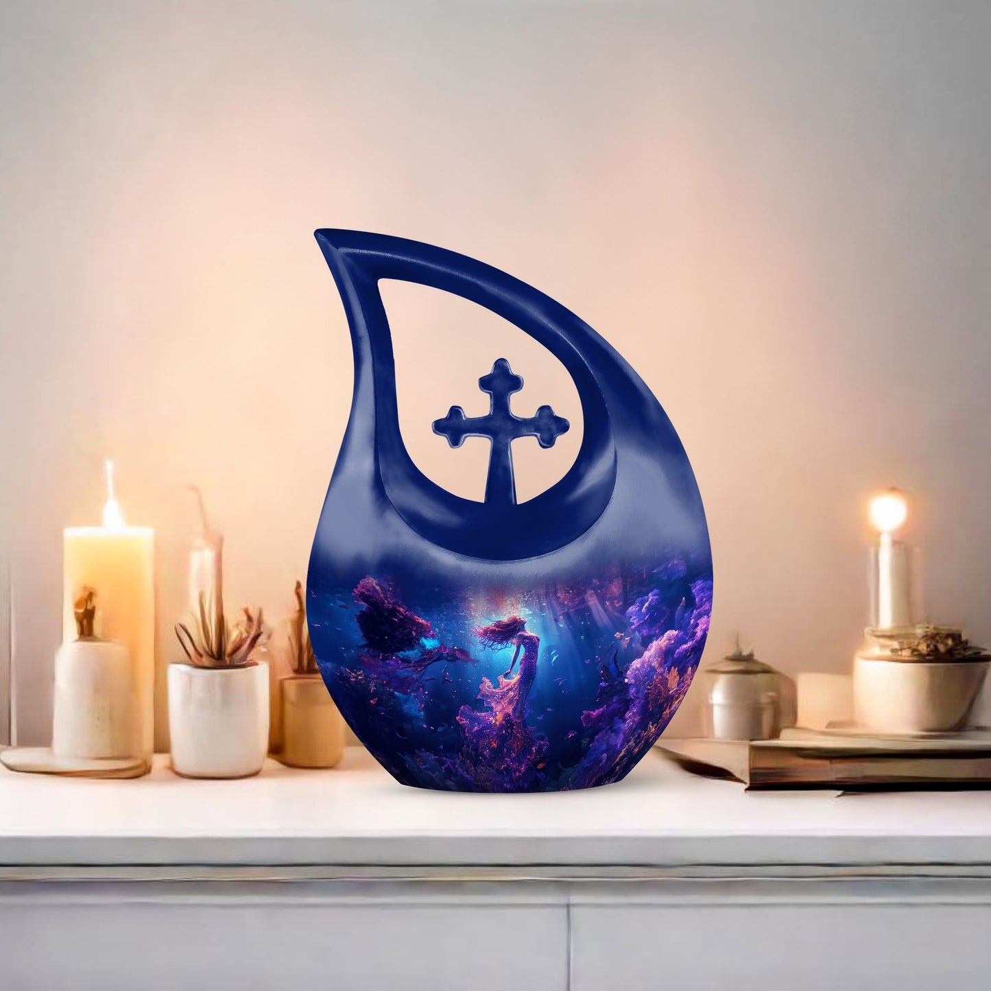 10 Inch Mermaid Themed Double Urn