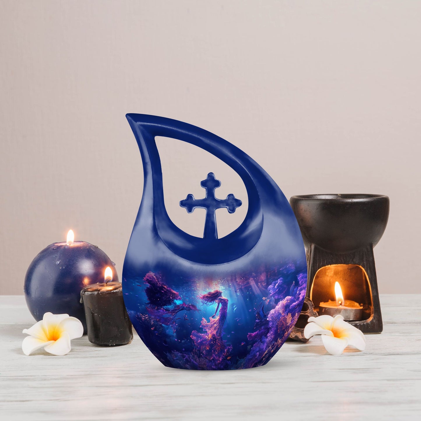 10 Inch Mermaid Themed Double Urn