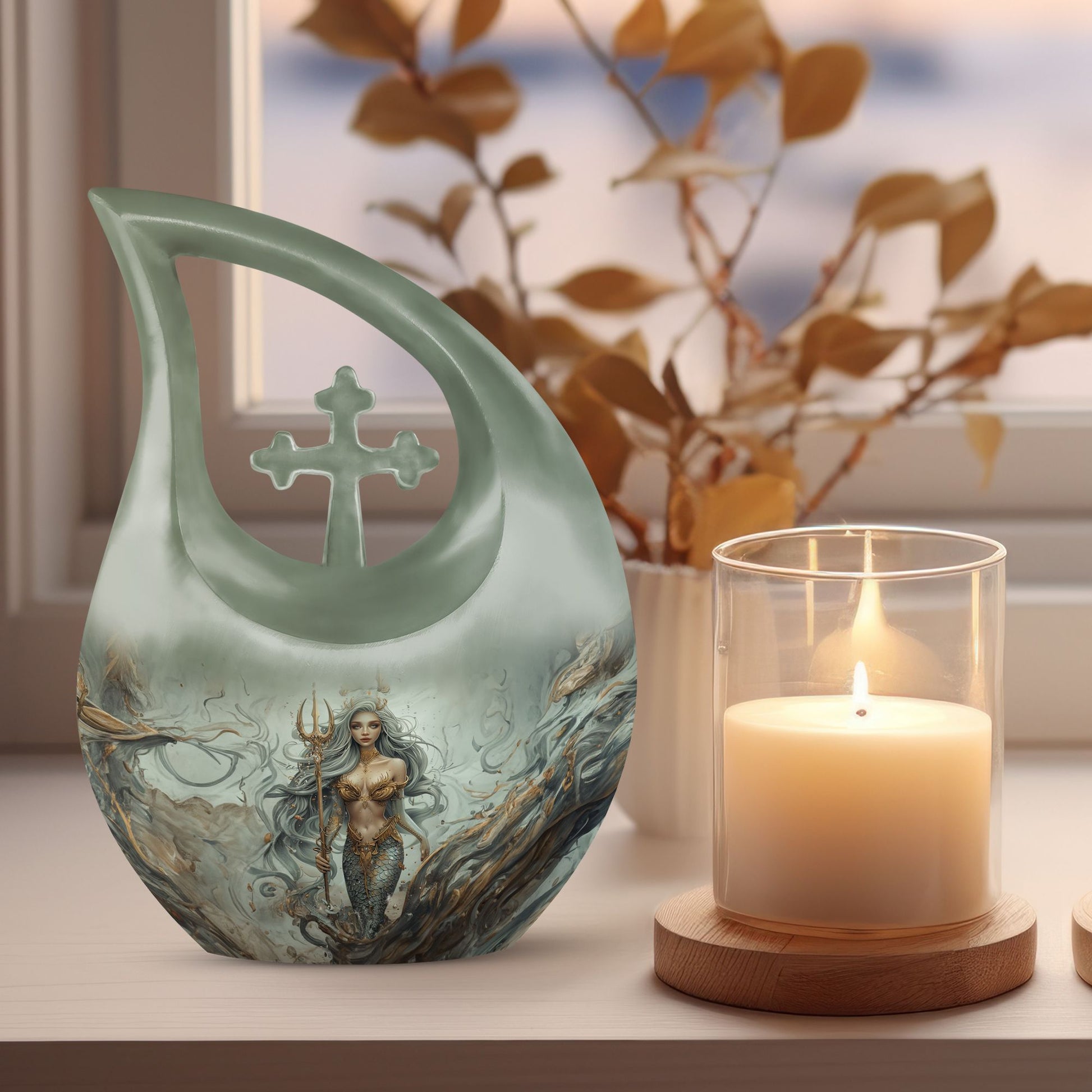 Cross Drop Mermaid Urn