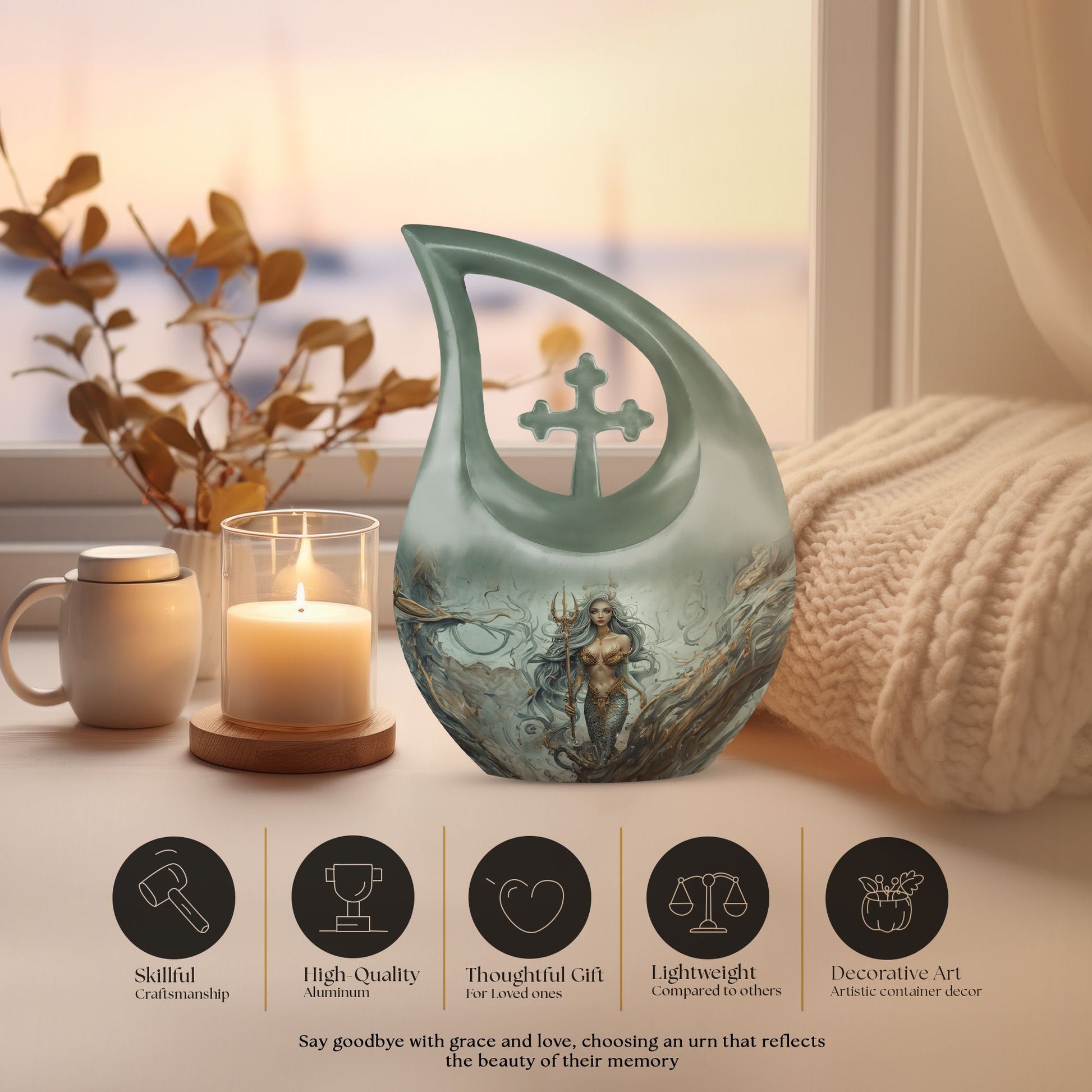 Cross Drop Mermaid Urn