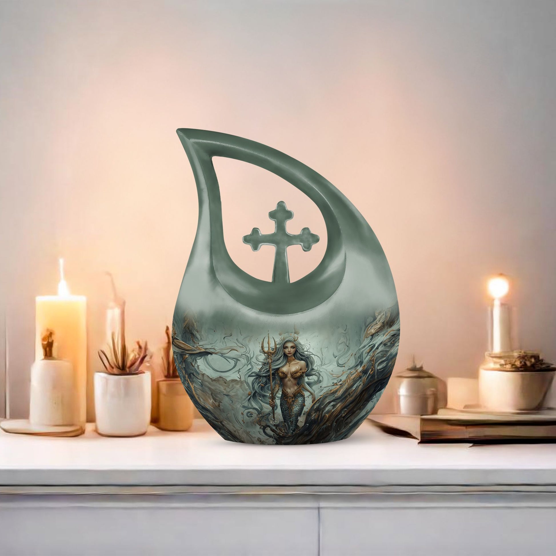 Cross Drop Mermaid Urn