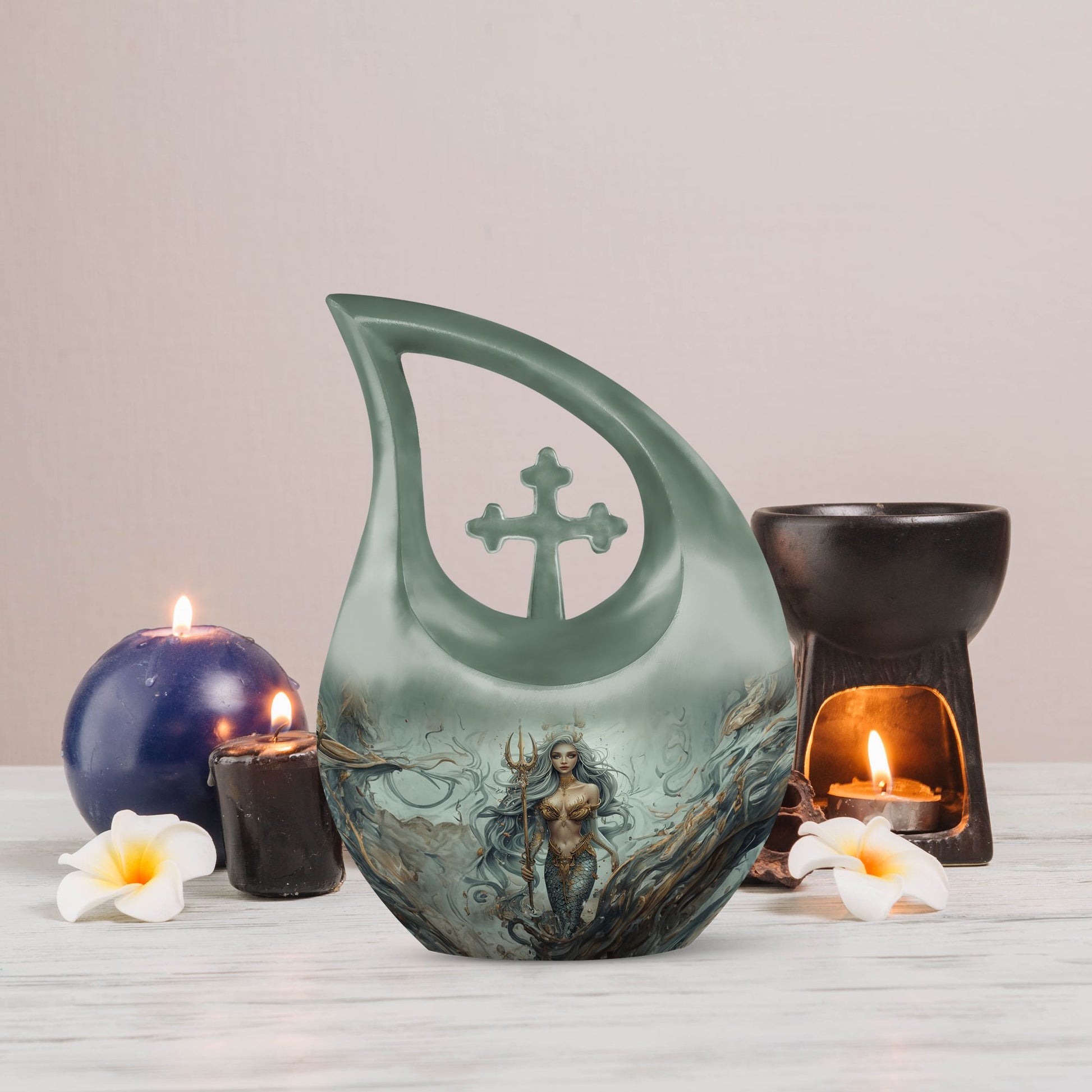Cross Drop Mermaid Urn