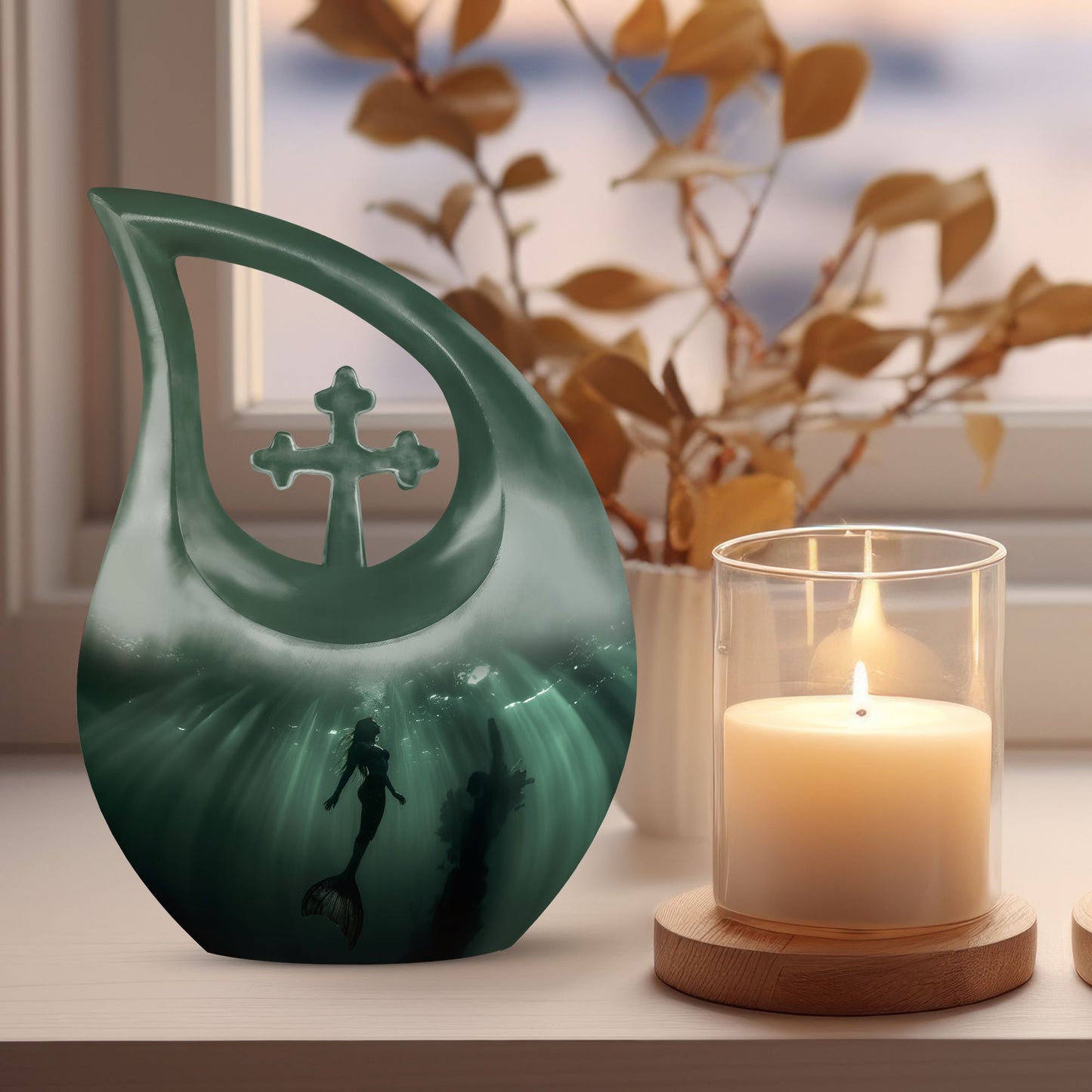 10 inch Mermaid-themed Cremation Urn