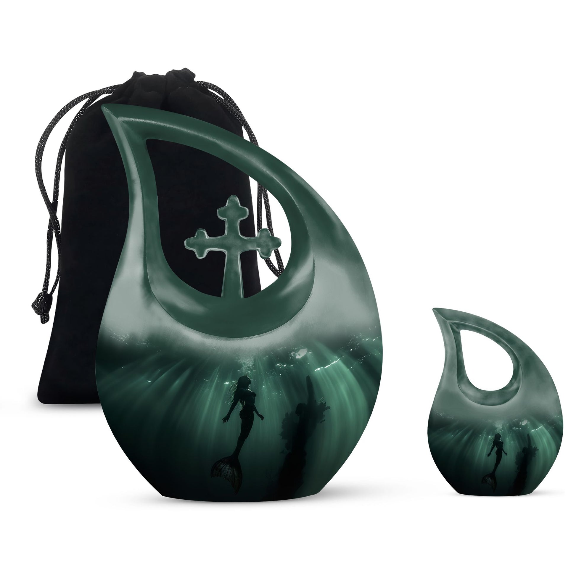 Mermaid Theme Large Urn With 1 Keepsake Urn