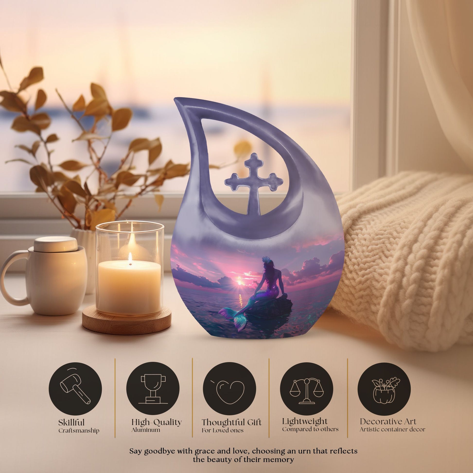 10 inch Mermaid Themed Urn