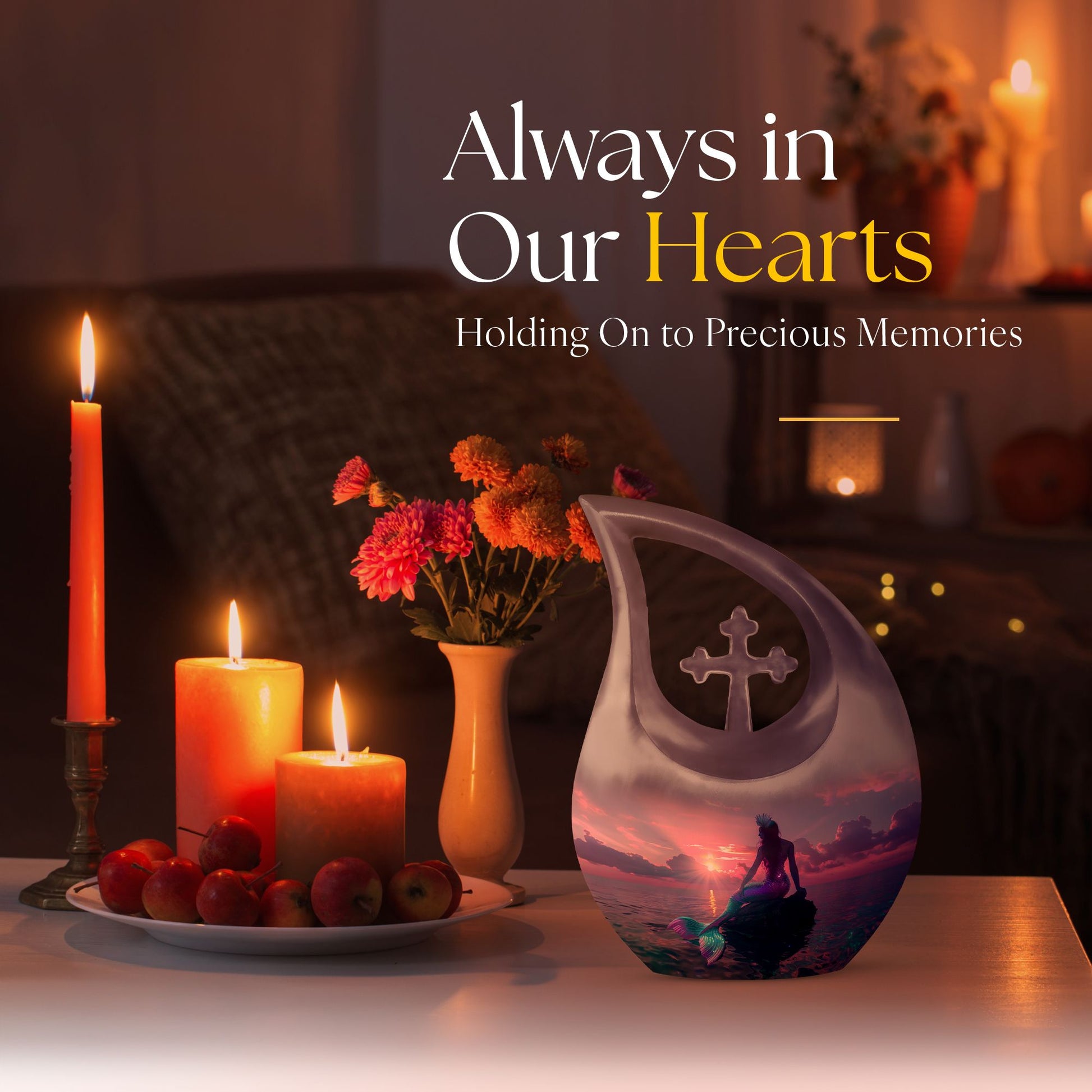 10 inch Mermaid Themed Urn