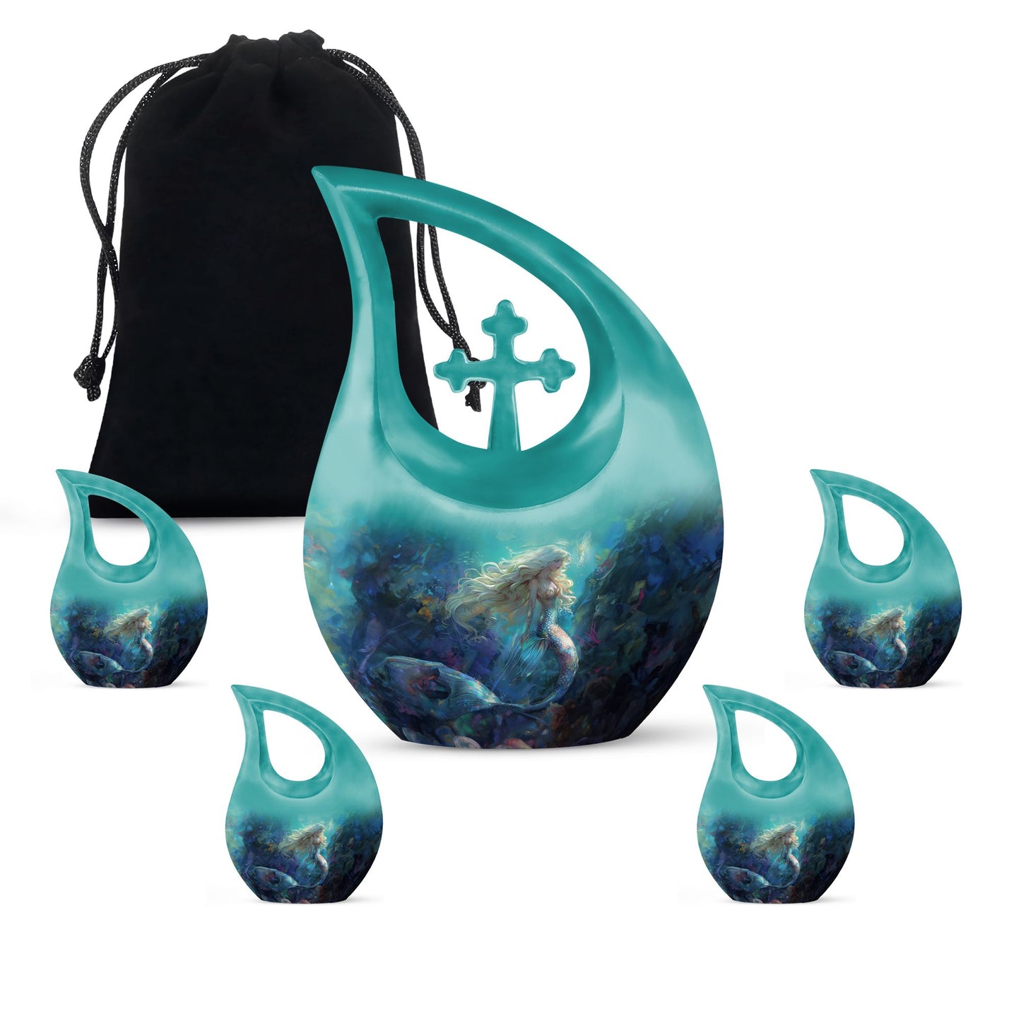 10 inch Cross Drop Mermaid Urn