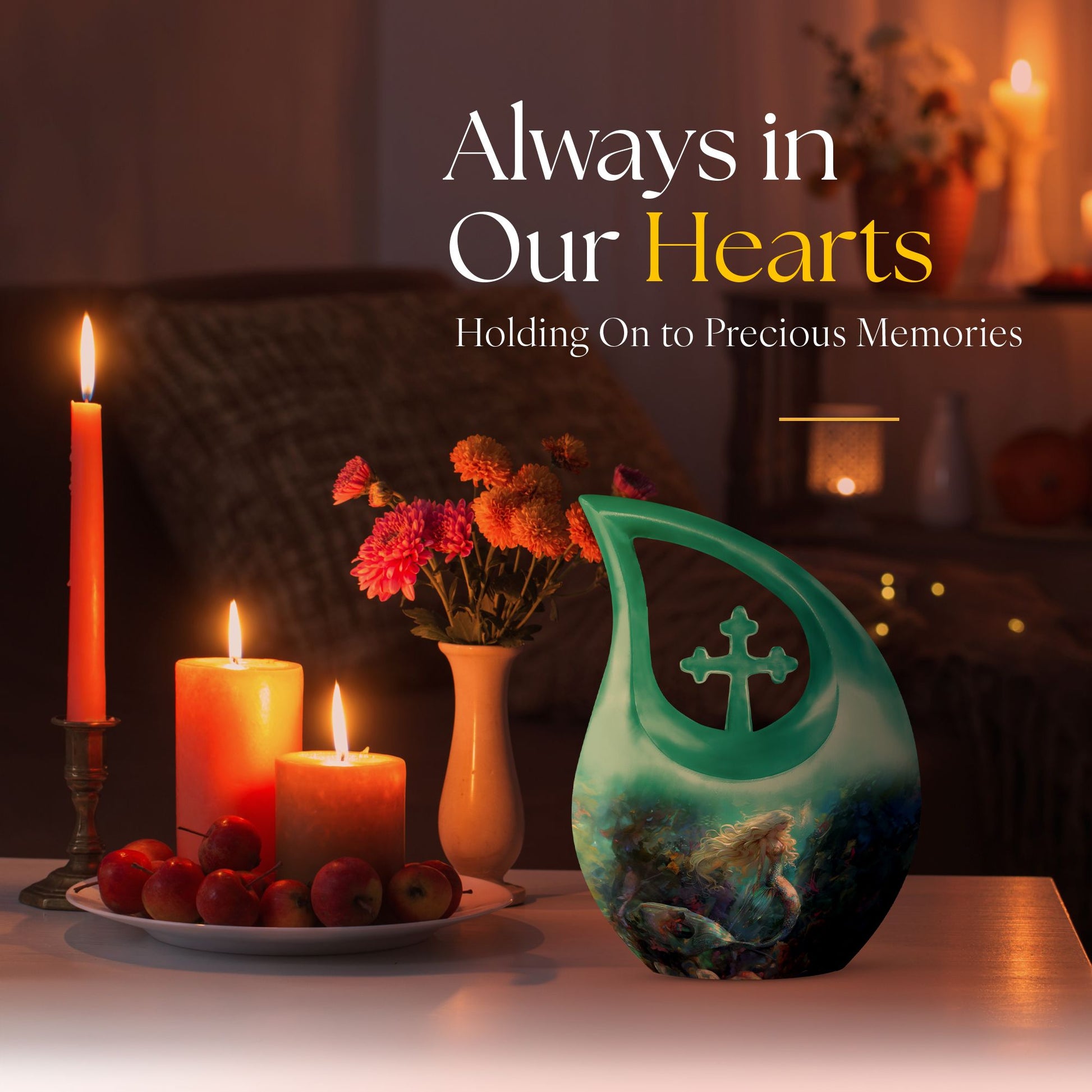 10 inch Cross Drop Mermaid Urn