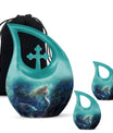 Mermaid Theme Large Urn With 2 Keepsake Urn