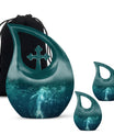 Mermaid Theme Large Urn With 2 Keepsake Urn