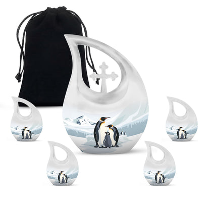 Penguin Theme Large Urn With 4 Keepsake Urn