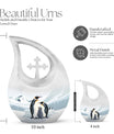10-inch Penguin-themed modern urn