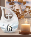 10-inch Penguin-themed modern urn