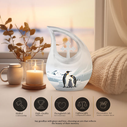 10-inch Penguin-themed modern urn