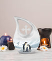 10-inch Penguin-themed modern urn