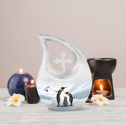 10-inch Penguin-themed modern urn