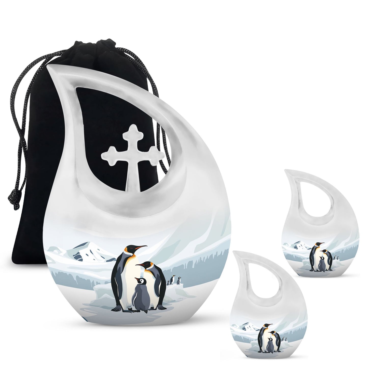 Personalized Penguin Keepsake Urn for Human Ashes - 10-inch, 200 cu in - Yatskia