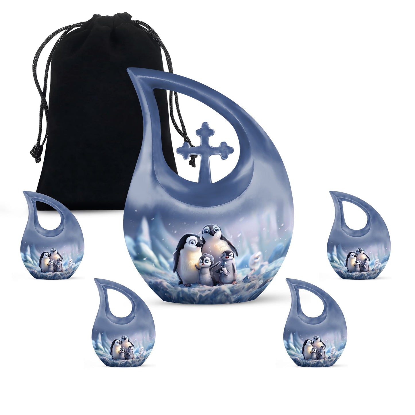 Personalized Penguin Cremation Urn for Human Ashes - 10-inch, 200 cu in - Yatskia