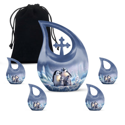 Personalized Penguin Cremation Urn for Human Ashes - 10-inch, 200 cu in - Yatskia