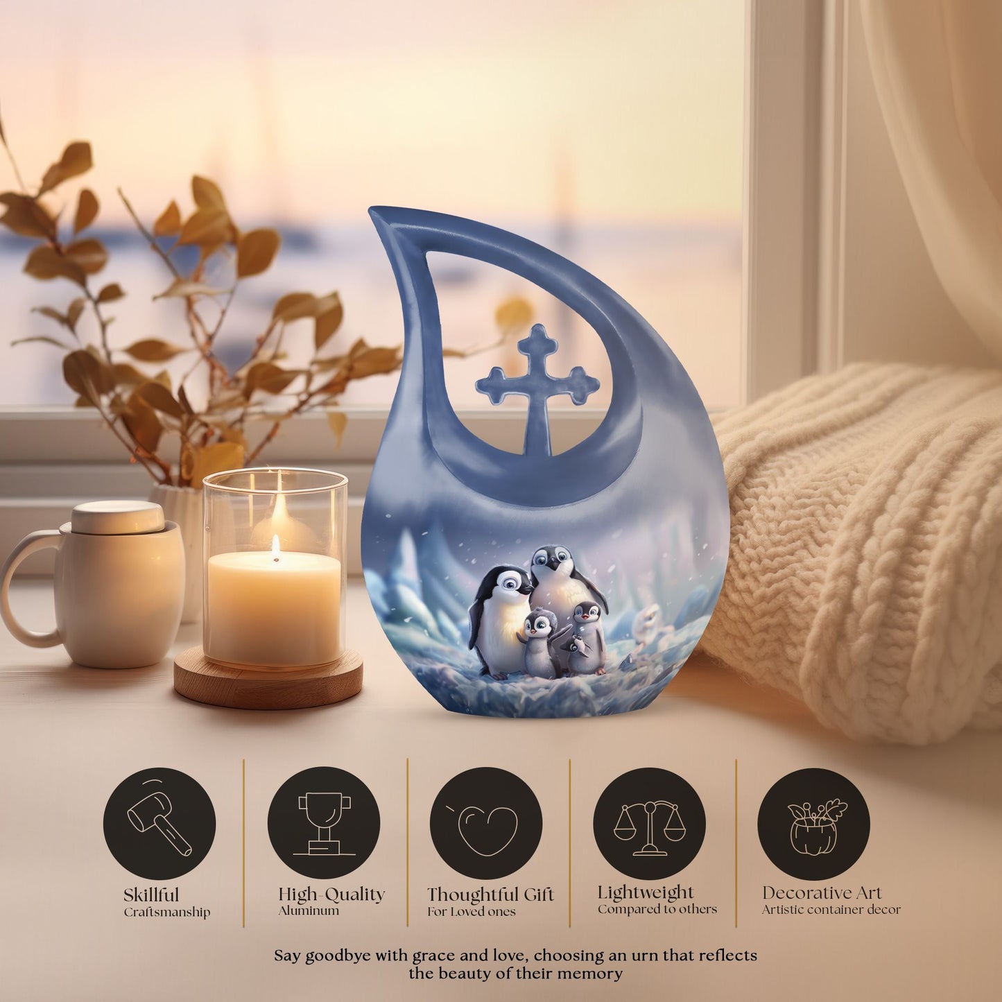 Custom 10-inch Penguin Urn