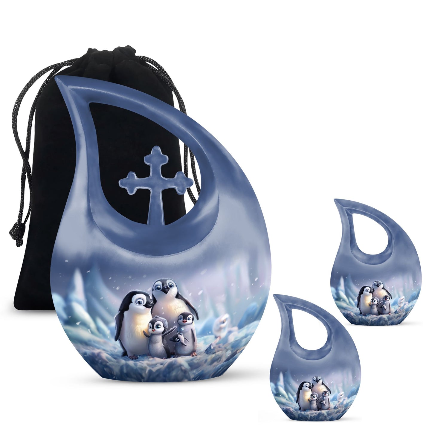 Personalized Penguin Cremation Urn for Human Ashes - 10-inch, 200 cu in - Yatskia