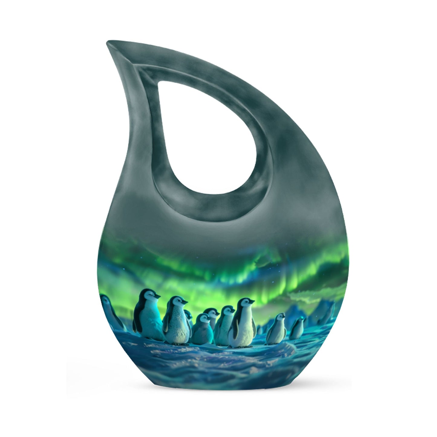 10 Inch Penguin Themed Cross Drop Beautiful Urn