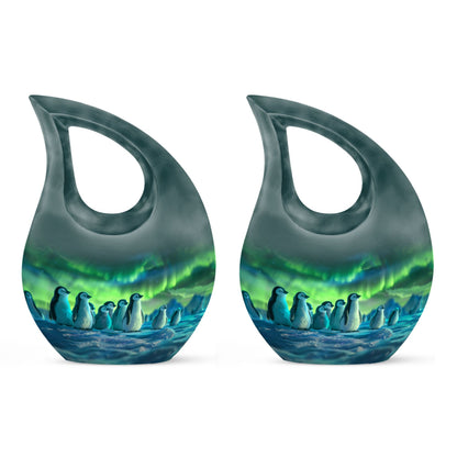 10 Inch Penguin Themed Cross Drop Beautiful Urn