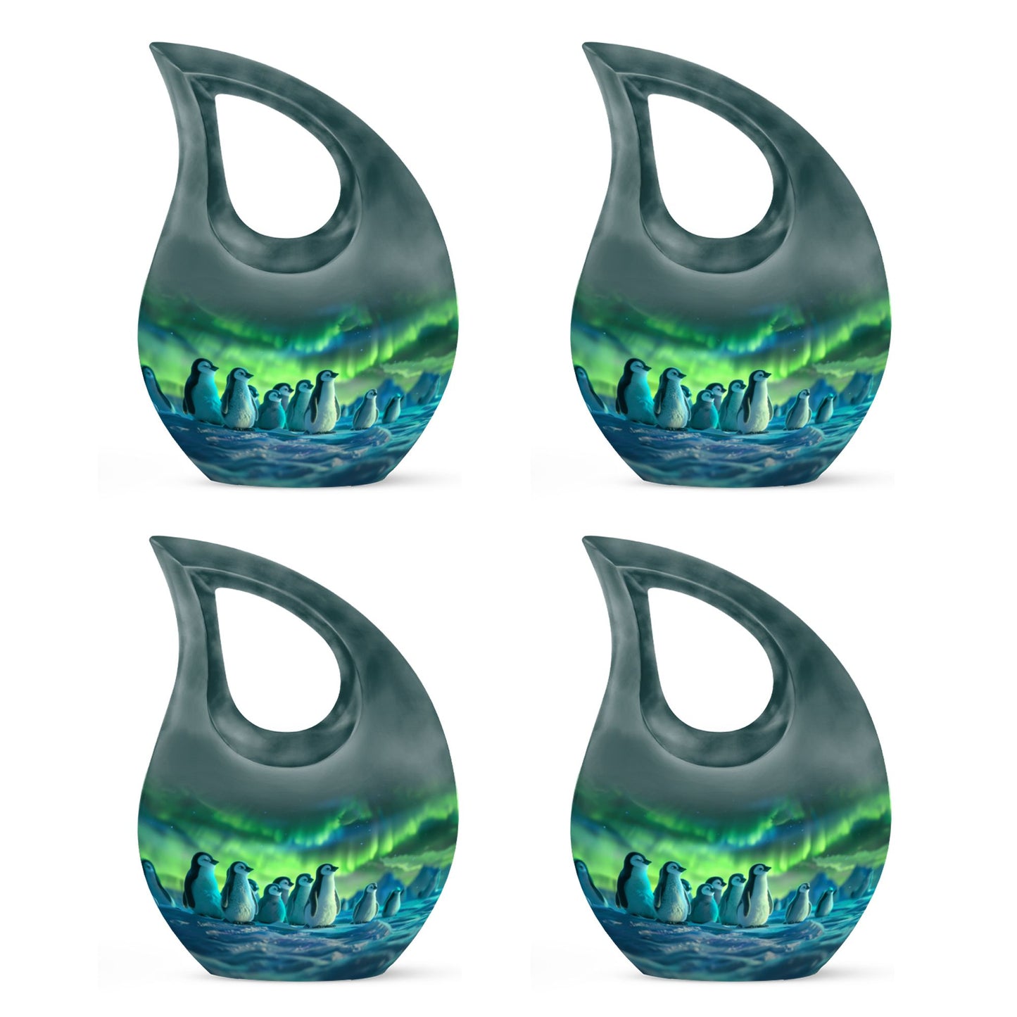 10 Inch Penguin Themed Cross Drop Beautiful Urn