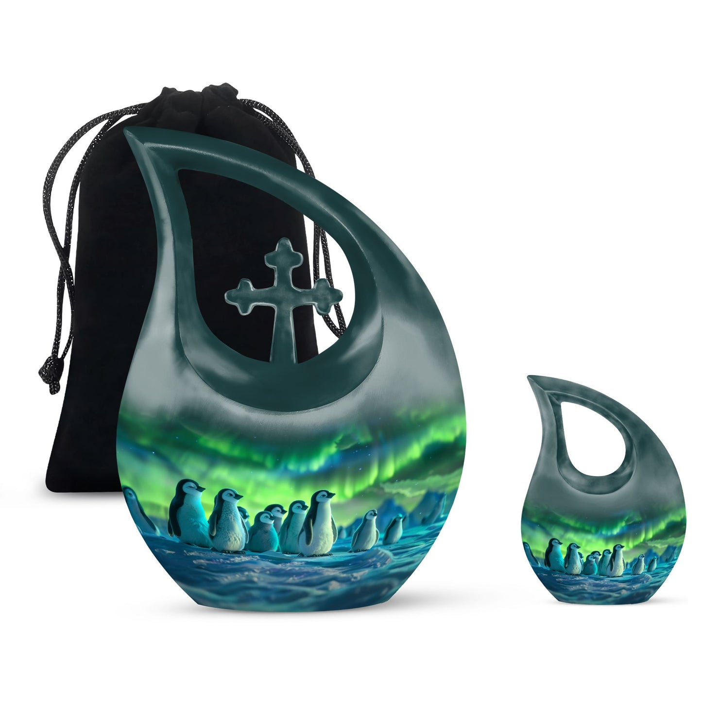 Personalized Penguin Keepsake Urn for Human Ashes - 10-inch, 200 cu in - Yatskia