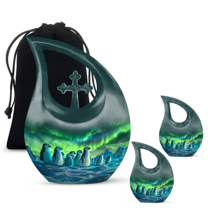 Penguin Theme Large Urn With 2 Keepsake Urn