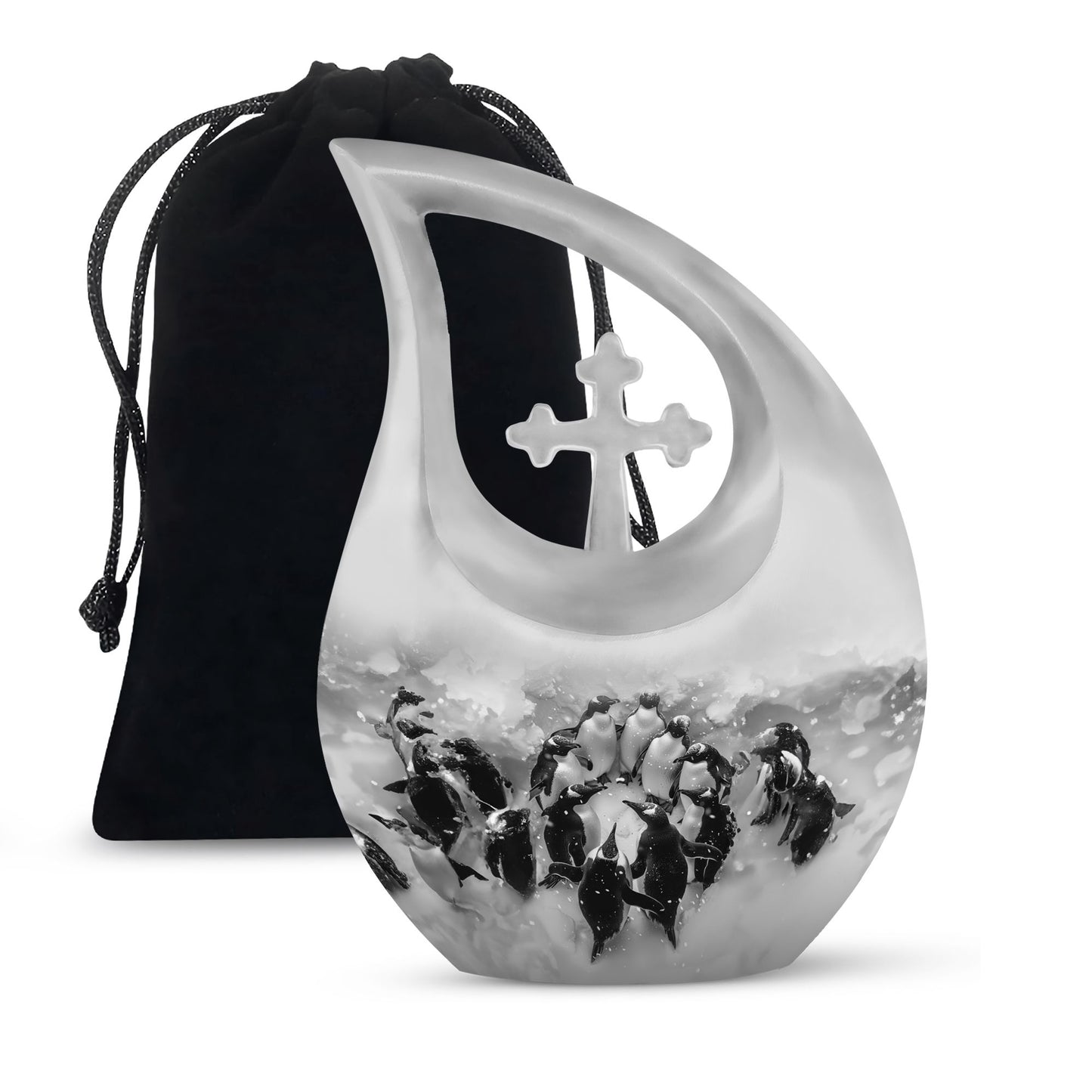 Personalized Penguin Memorial Urn for Human Ashes - 10-inch, 200 cu in - Yatskia