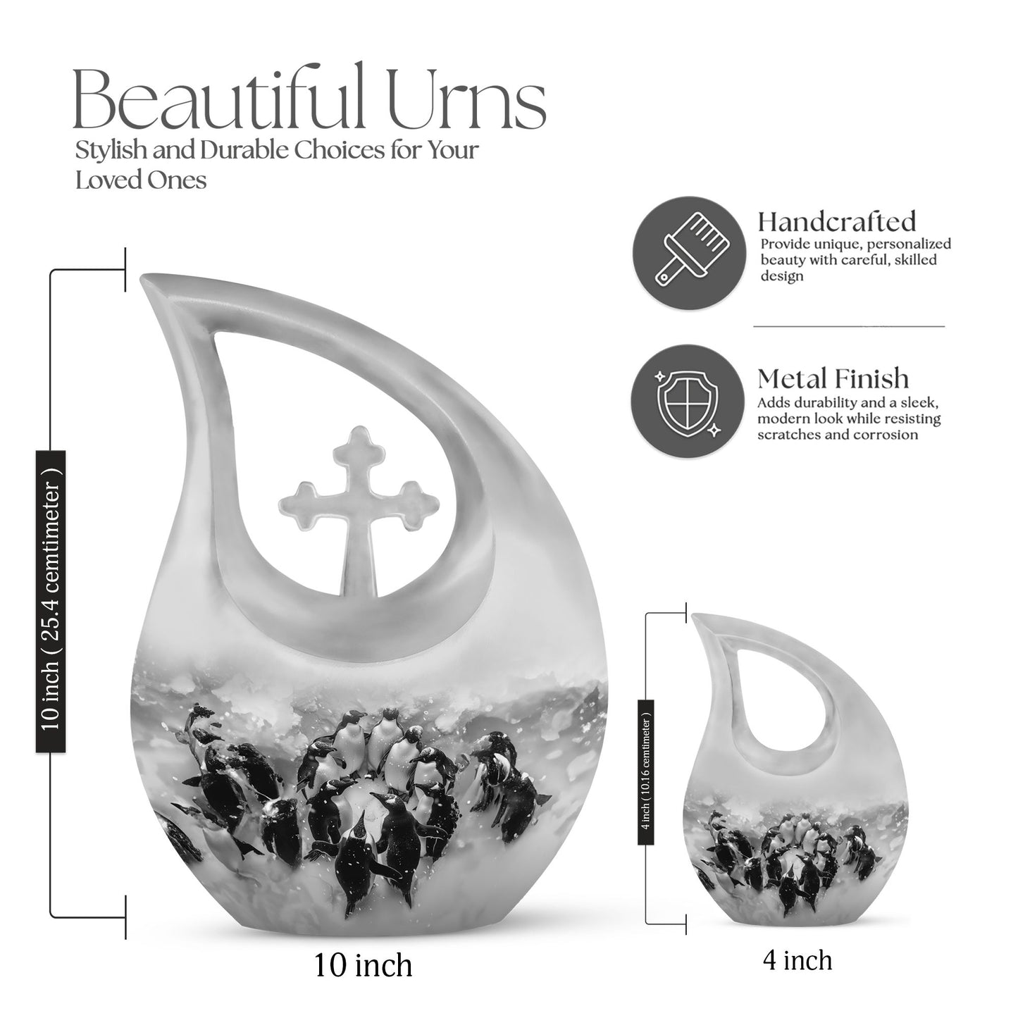 10 Inch Aluminium Penguin Urn
