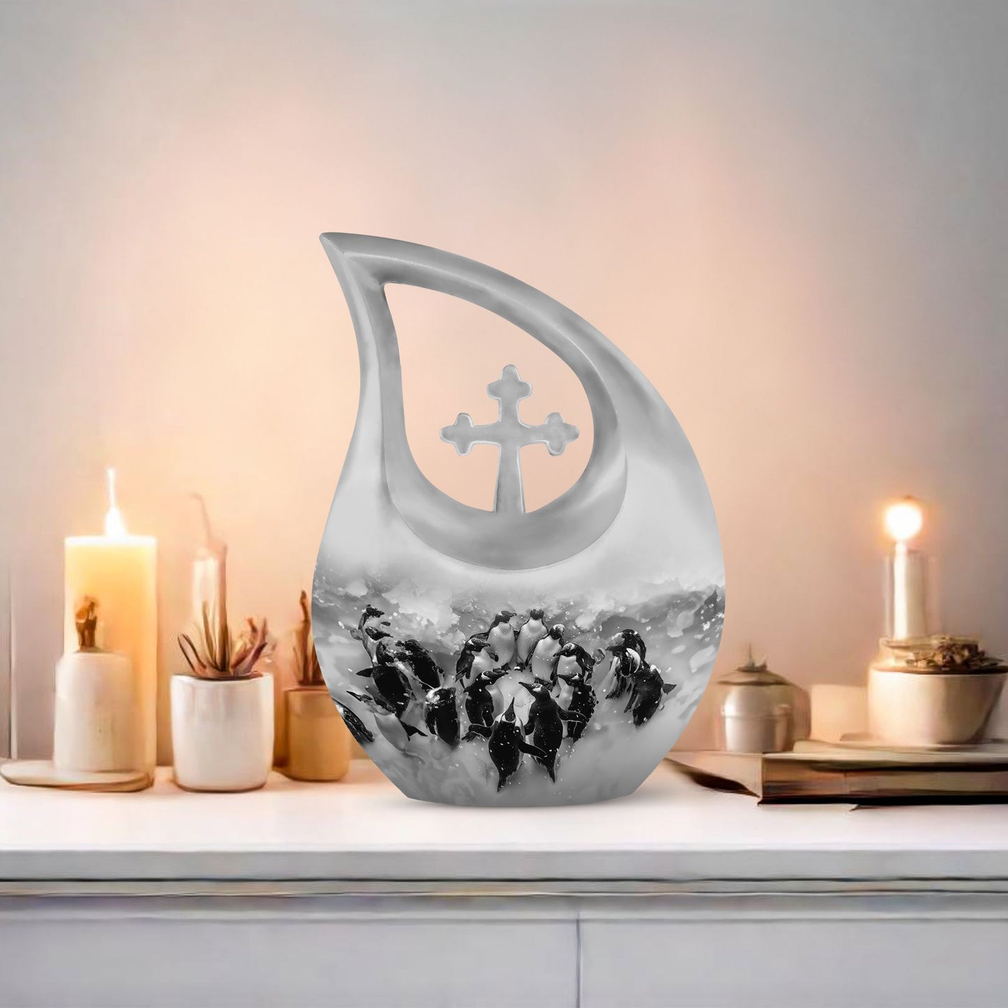10 Inch Aluminium Penguin Urn
